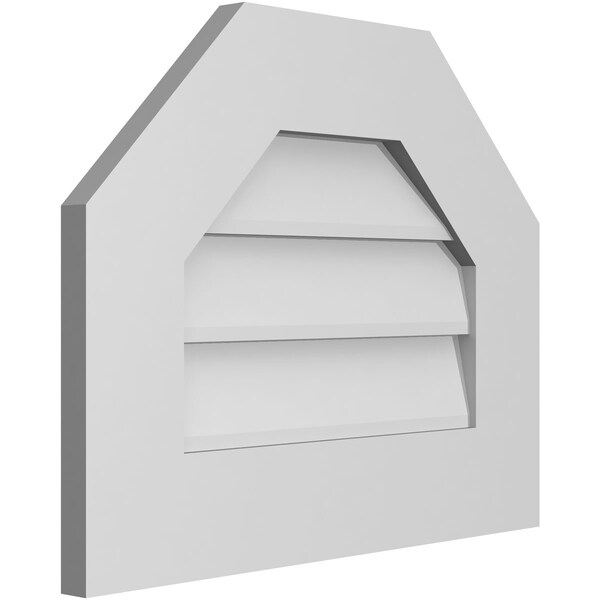 Octagonal Top Surface Mount PVC Gable Vent W/ 3-1/2W X 1P Standard Frame, 20W X 16H